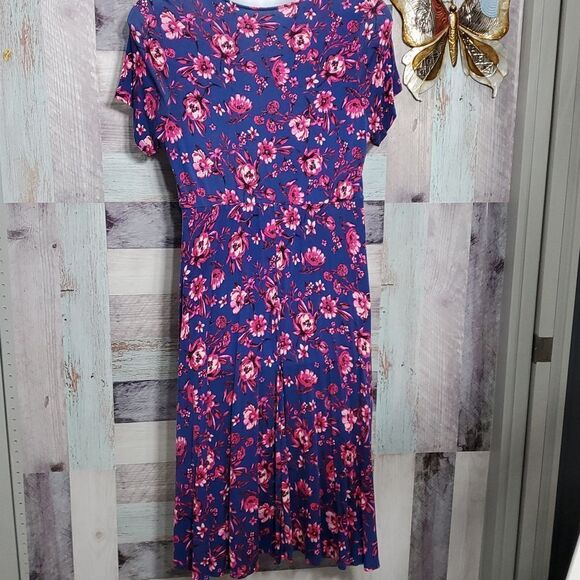 Torrid Super Soft Knit Sz 1 1X Blue Pink Floral Stretch High Low Summer Dress - Picture 7 of 8